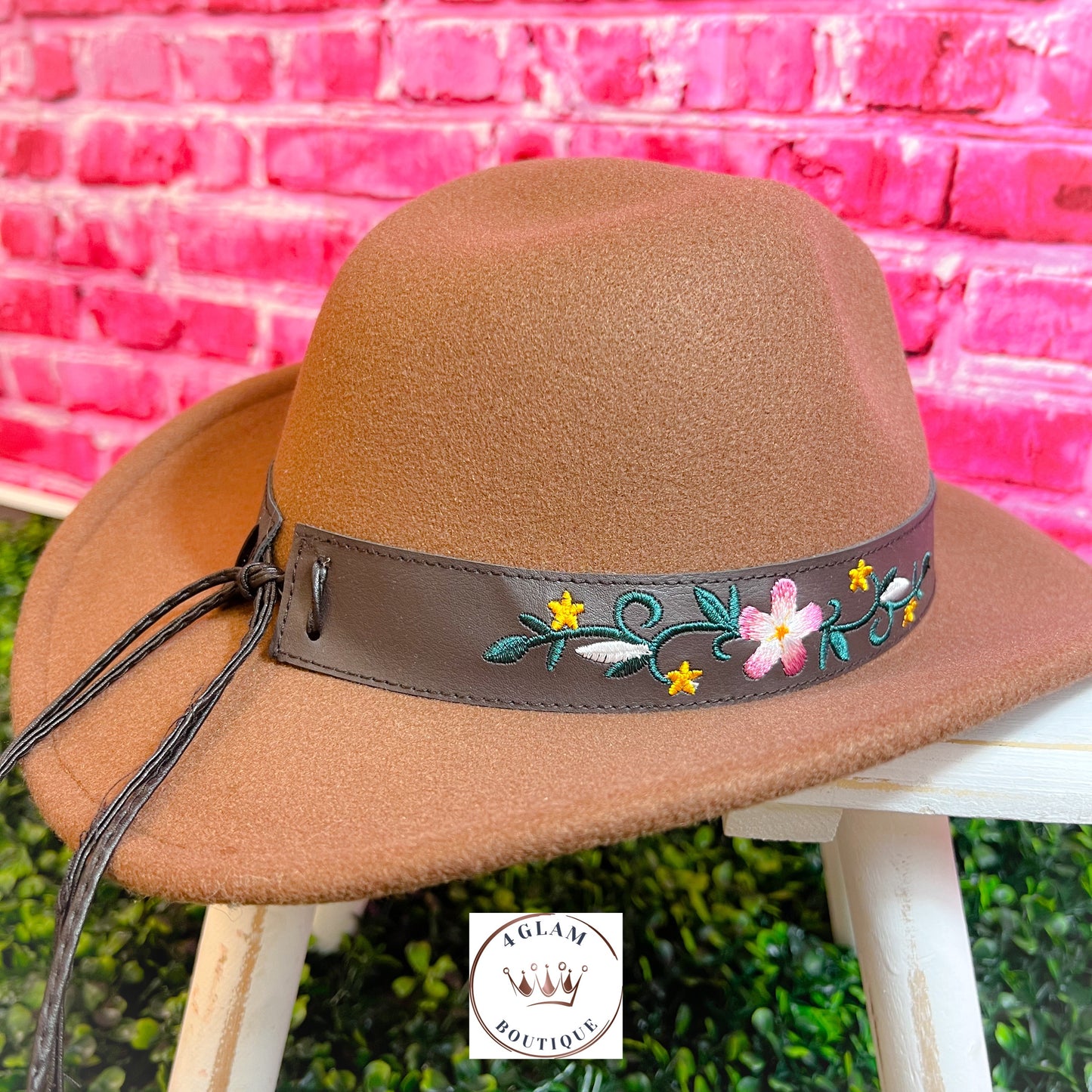 Brown Flowers Hat